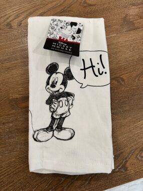 Mickey Mouse White Kitchen Towel - Hi Speech Bubble NWT